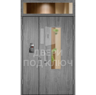 Подъездная дверь с МДФ и верхней фрамугой ДПК-13878