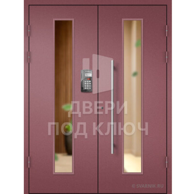 Подъездная двустворчатая дверь со стеклом ДПК-13710